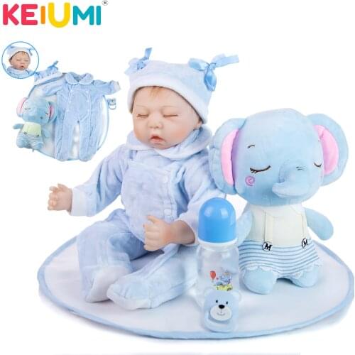 KEIUMI 17 Inch New Arrival Reborn Baby Dolls Soft Silicone Boneca Reborn Menino Toy Stuffed Body Doll Fashion Birthday Surprises
