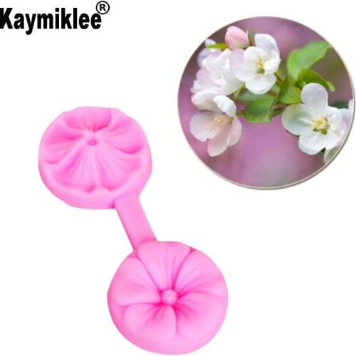 M107 Cherry Petal Flower Veiner &Cutter Flower Silicone Mold Gumpaste Sugarcraft Fondant Mould Cake Decorating Tools