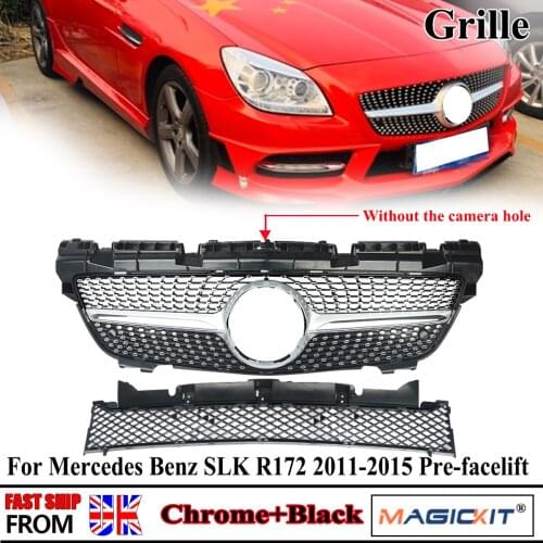 MagicKit For Mercedes-Benz R172 SLK Class Front Grille W/ Lower Mesh Grill Diamond Style