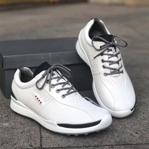 New Mens Golf Shoes Leather Studless Non-slip Golf Shoes Mens Outdoor Leisure and Walking Sports Shoes
