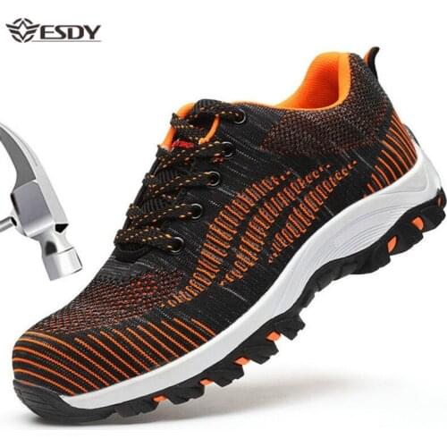 Men Working Safety Boots Plus Size Outdoor Steel Toe Breathable Sneakers Anti-Smashing Anti-Puncture Non-Slip Protective Shoes