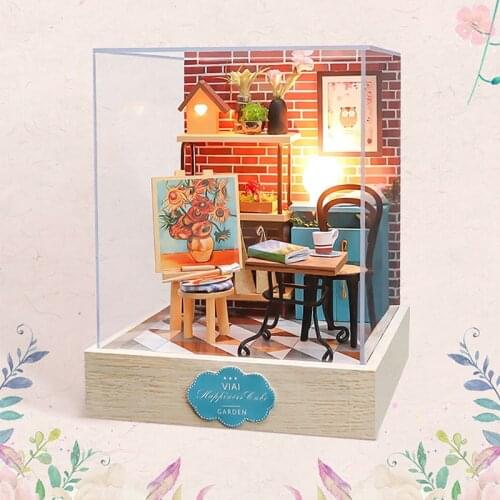 Diy House Doll House Furniture Miniature Building 3D House Model Assemble Wooden Dollhouse Kit Roombox Kids Toys Birthday Gifts