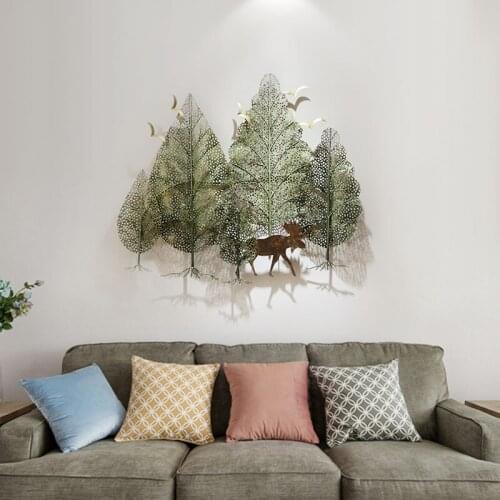 Pastoral Style Living Room Wall Decoration Forest Wind Plant Wall Decoration Creative Three-dimensional Decoration Wrought Iron