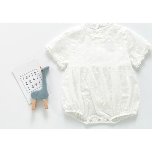 New Summer Kids Girl Sweet Rompers Infant Baby Fashion Lace Patchwork Clothes Newborn Baby Wedding White Rompers Cute Bodysuits