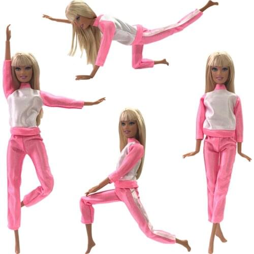 NK 1 Set Newest Doll Pink Casual Yoga Clothes Fashion Yoga Hot Sale Set For Barbie Accessories Doll Best Children Girls Gift 3X