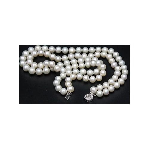 Two strands 9-10mm south sea round white pearl necklace 18"-19"