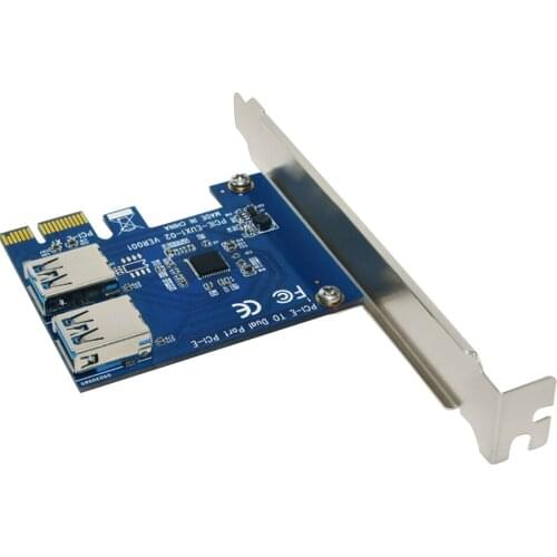 PCIE PCI-E PCI Express Riser Card 1x to 16x 1 to 2 USB 3.0 Slot Multiplier Hub Adapter For Bitcoin Mining Miner BTC Devices