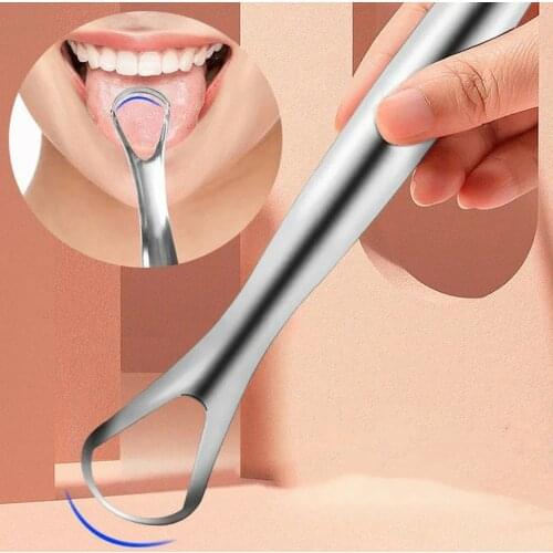 Useful Stainless Steel Oral Tongue Cleaner Tongue Scraper Medical Mouth Brush Reusable Fresh Breath Maker