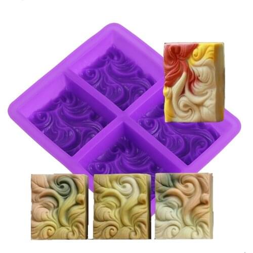PRZY four-hole wave pattern silicone soap mold handmade DIY craft wave soap mold silicone rectangular soap mold