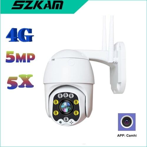 PTZ 5MP SIM Card 3G 4G Camera 5X Zoom Auto Focus 2.7-13.5mm / 6mm Fixed Lens 8pcs Led IR 30m Two Way Audio CCTV Surveillance