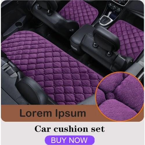 Furry car seat cushion without backrest three-piece single-piece seat cushion skid-proof and warm short fluffy chair cushion