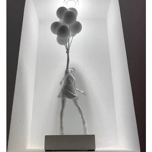 Nordic Luxurious Balloon Girl Statues Banksy Flying Balloons Girl Art Sculpture Resin Craft Living Room Christmas Home Decor