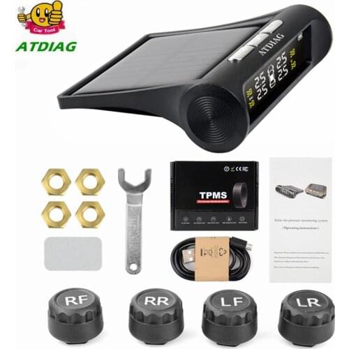 Solar Power TPMS Car Tire Pressure Alarm Monitor System Auto Security Alarm Systems Tyre Pressure Temperature Warning