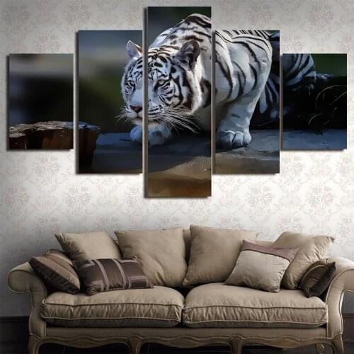 5 Pieces of Modern Animal Poster Modular Tiger HD Art Print Art Living Room Corridor Bedroom Mural Home Decoration Without Frame