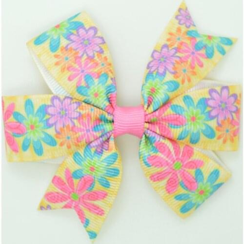 SUPWRF 1 pcs 10pcs MIX 3.1" Flowers kids hair accessories hair bows With Clip hair ties Printed Ribbon headwear Retail T0929