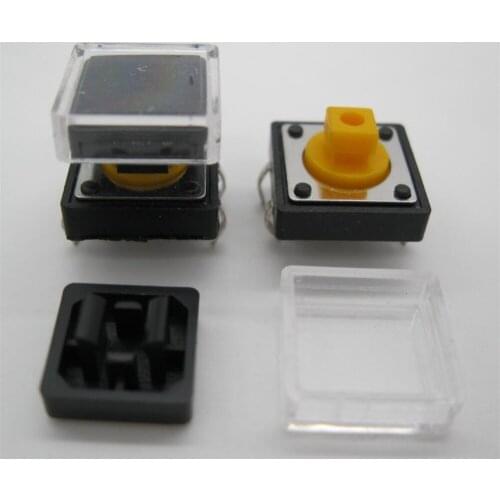 25pcs B3F Tactile Push Button Switch+black color hat 25pcs+transparent cap 25pcs Momentary Tact Touch Micro switch 12x12x7.3mm