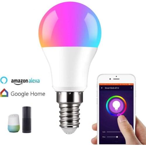 10W WiFi Smart Light Bulb E14 LED RGB Lamp Work With Alexa/Google Home 85-265V RGB+White Dimmable Timer Function Decor Bulb