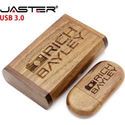 JASTER USB 3.0 Customize LOGO wooden Personal LOGO pendrive 16GB 32GB 64GB usb Flash Drive U disk Memory stick wedding Gift