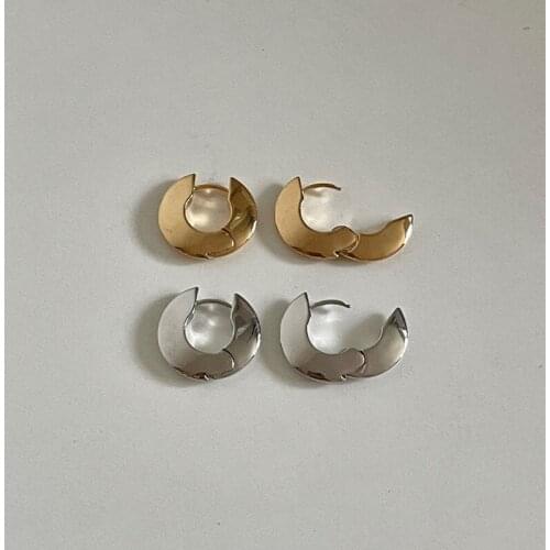 ALLNEWME French Vintage Gold Silver Color Metal Hoop Earrings for Women Round Circle Statement Earring Every Day Pendientes