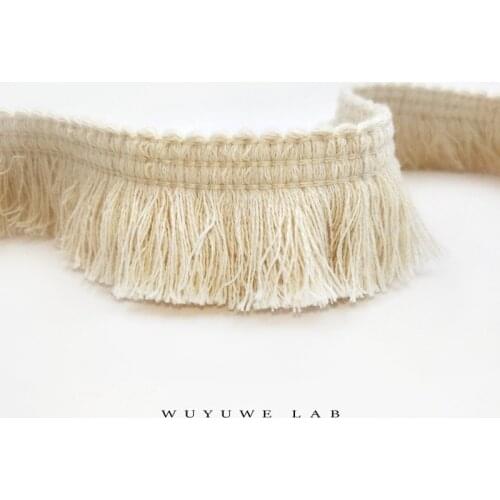 1m Thick Beige Cotton Thread Strip Fringe Lace Trim DIY Clothing Accessories Tassel Clothes Pillow Home Curtain Decoration 4cm