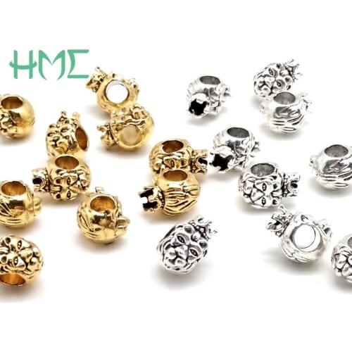 10pcs/lot Wholesale Vintage Zinc Alloy Charms Crown Lion Head Spacers Beads For DIY Earring Bracelet Jewelry Making Accessories
