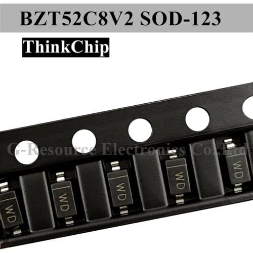 100pcs) BZT52C8V2 SOD-123 SMD 1206 Voltage Stabilized Diode 8.2V (Marking WD)