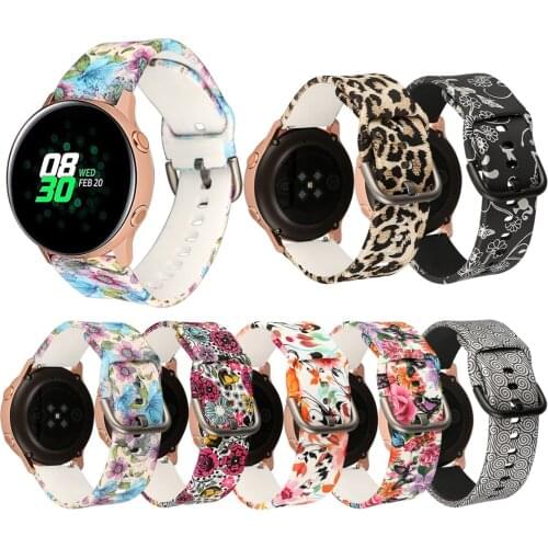 20mm Printed Silicone Strap For Samsung Galaxy Watch Active/Active2 Replacement Watchbands Fashion Men Women Strap For Active2