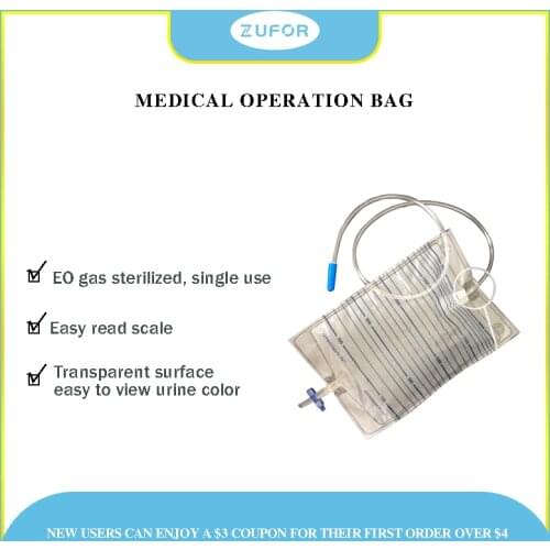 2000ml Autoclave Sterilized Medical Urology Bag Cross Valve drainage Urine bag Teaching Homehealth care or hospital use