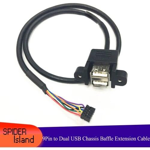 25CM Chassis Motherboard DuPont 2.0 9Pin to USB2.0 Dual Port Bezel Extension Cable 9Pin 2.0mm to USB2.0*2