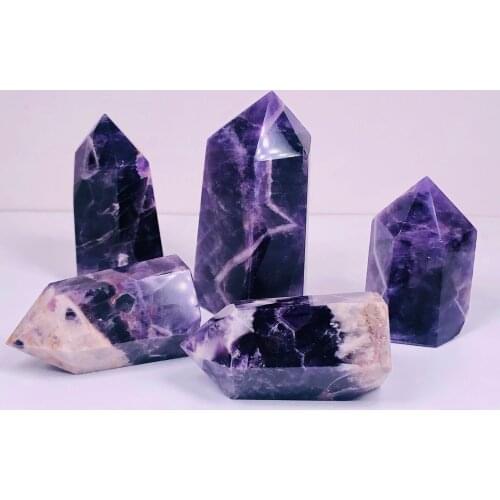 50-240g Natural Amethyst Quartz Crystal Wand Point Healing Obelisk Home Decoration