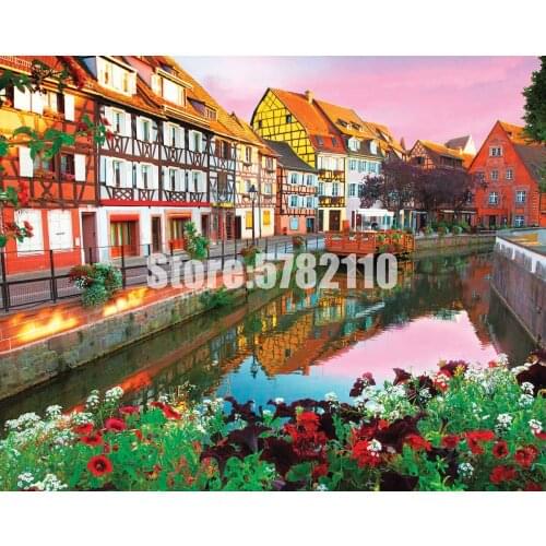 5d Diy Diamond Painting Full Cross Stitch Pictures,3d Cross Stitch,Diamond Mosaic Colmar, France Landscape Paintings,Home Decor