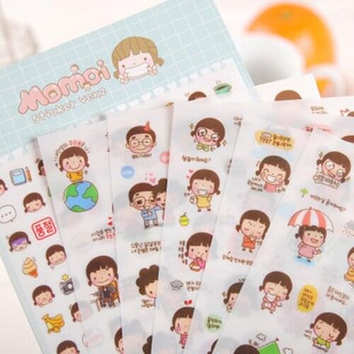 6pcs/set Cartoon Diary Sticker Cute Stationery Sticker Flakes Stickers Scrapbooking Personalized Stickers Student Art Supplies