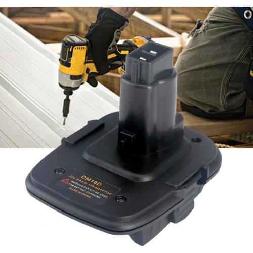 DM18D Battery Adapter Easy to Carry Simple Installation USB Port Design 20V to 18V Battery Adapt Connector for DeWALT 20V Batter