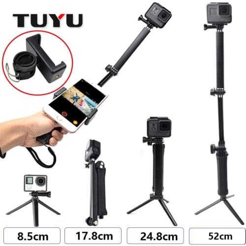 TUYU For GoPro Accessories 3-way Monopod Adjustable Bracket Bracket Handle Hero7/6/5 4 Tripod Phone Holder SJCAM SJ4000 EKEN H9