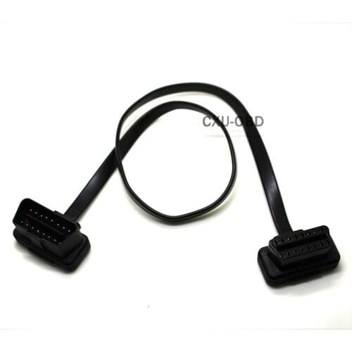FREE SHIP Flat+Thin As Noodle OBDII OBD2 16Pin Male to Female ELM327 Diagnostic OBD Extension Cable Interface Wholesale
