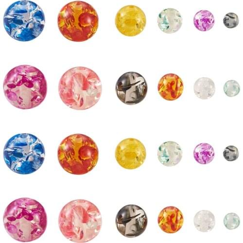 140pcs 6/8/10mm Resin Beads Round Spacer Beads Imitation Amber Chunky Ball Loose Beads for Jewelry Making Bracelet DIY Mix Color