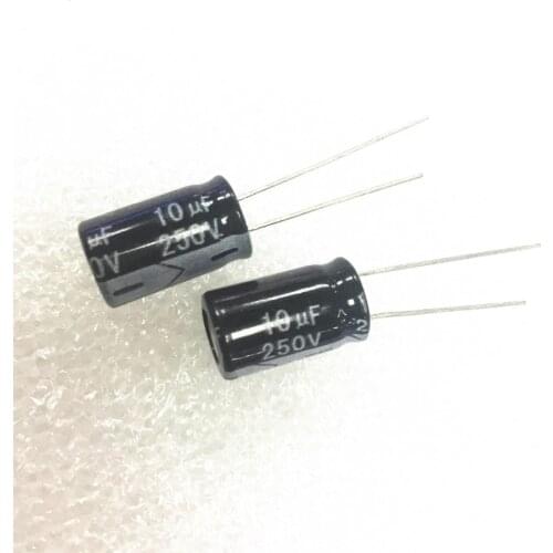 Free shipping 200pcs 10UF 250V electrolytic capacitor,250V 10UF 10*16MM microfarad capacitors