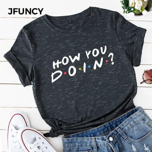 JFUNCY New Spring Summer Printed T Shirt Unisex Shirts 100% Cotton Tshirts Fashion Women Men Graphic Tee Tops Female Clothes