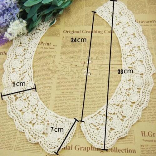 Patches fabric collar Trim Neckline Applique for dress/wedding/shirt/clothing/DIY/Sewing flower Floral lace round cotton Wh
