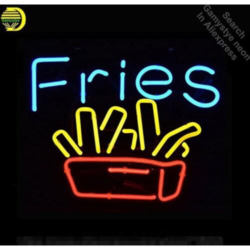 Fries Food Neon Sign Handcrafted Neon Bulbs Unique Art Glass Tube Iconic Decorate Sign Lamp custom LOGO light signs illuminated
