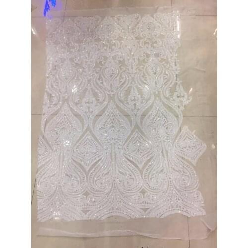 Xx1801 stock new arrive offwhite fashion french sequin embroidery tulle mesh for evening dress/sawing/wedding