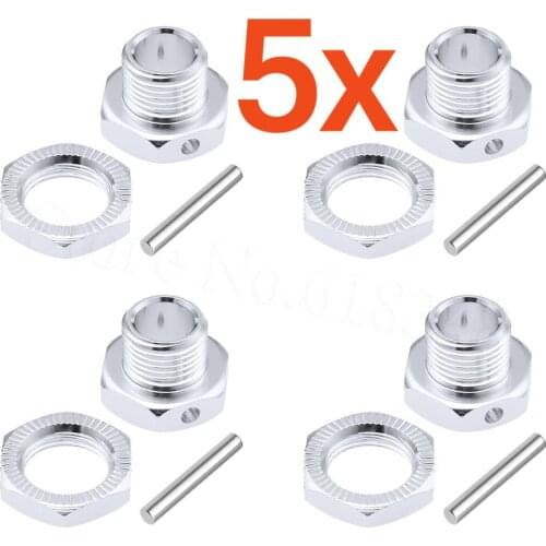Wholesale 5Sets/lot HSP 1/8 Tires Adapter Wheel Nut 17mm Alum Hex Hubs with Pins Set Screws For 1/8 Nitro Ofna Hyper Buggy