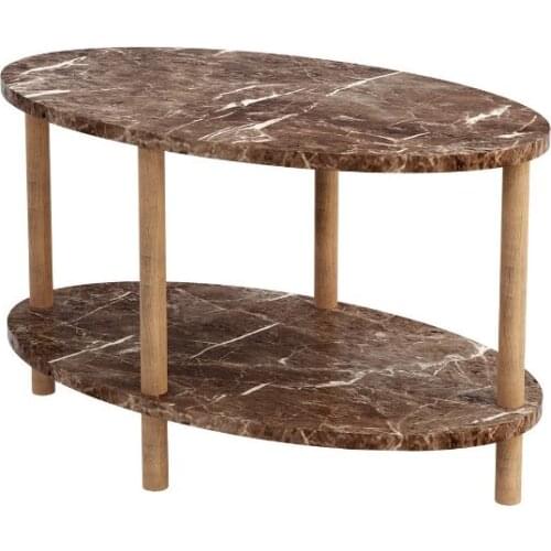 Oval Wooden Flip Two Layer Gazetelikli Coffee Marble Pattern Medium Coffee Table
