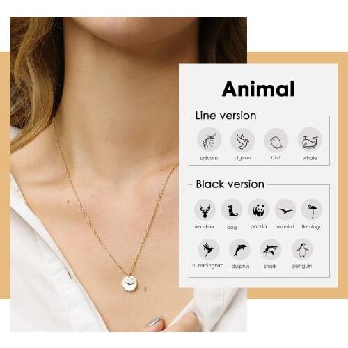 JUJIE Stainless Steel Necklace Engrave Animal Necklace Women Jewelry