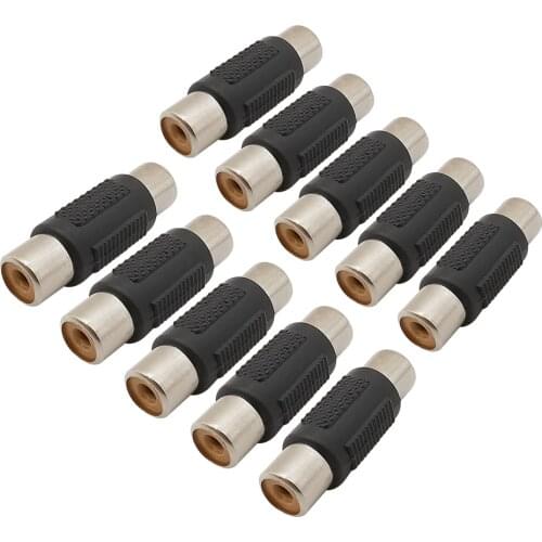 10Pcs RCA Female to RCA Female Socket AV Audio Video Camera Cable Jack Adapter Connector