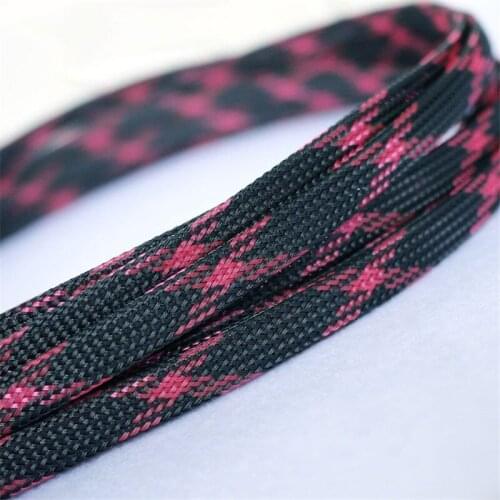 1M Black & Pink 8mm braid cables textile cord PET Expandable High Density Sheathing Plaited Cable Sleeves