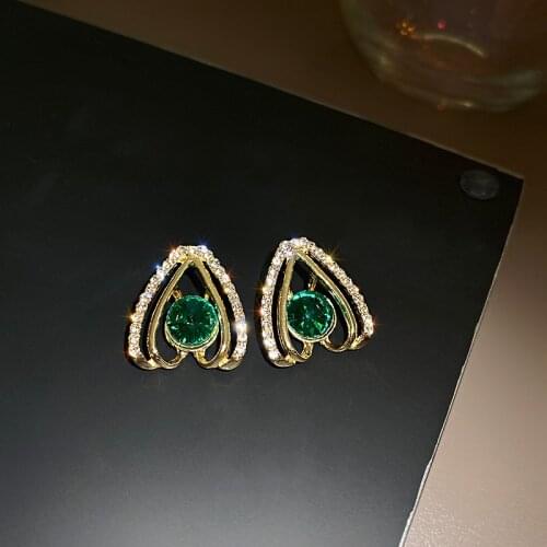 Luxury Crystal Shining Rhinestone Triangle Stud Earrings Simple Fashion Korean New Design Piercing Earring Temperament Jewelry