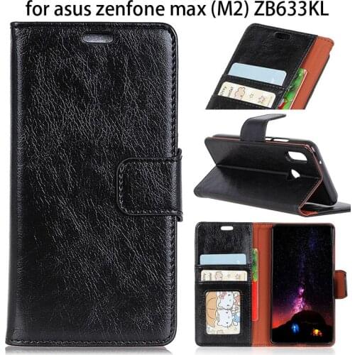 For Asus zenfone max (M2) ZB633KL Luxury business pu leather wallet flip cover guard fundas capa protector coque