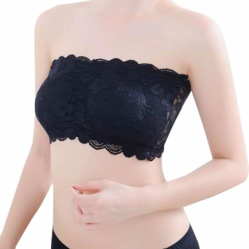 Sexy Lace Bra Wire Free Padded Convertible Tube Bra Three Hook-and-eye Seamless Women Underwear