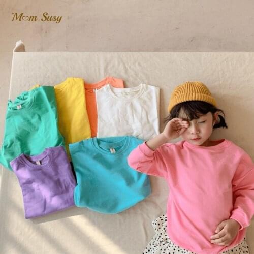 Baby Boy Girl Hoodie Long Sleeve Cotton Spring Autumn Infant Toddler Sweatshirt Outfit Candy Color Baby Clothes Fashion 1-7Y